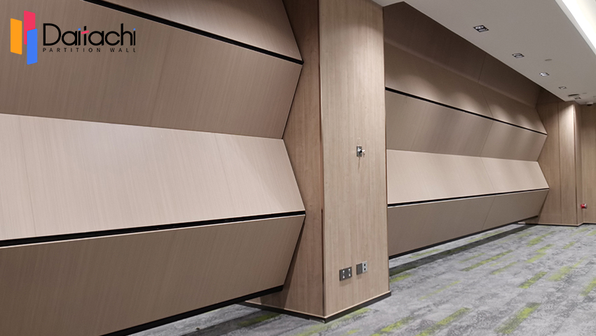 wooden acoustic vertical folding retractable walls in office