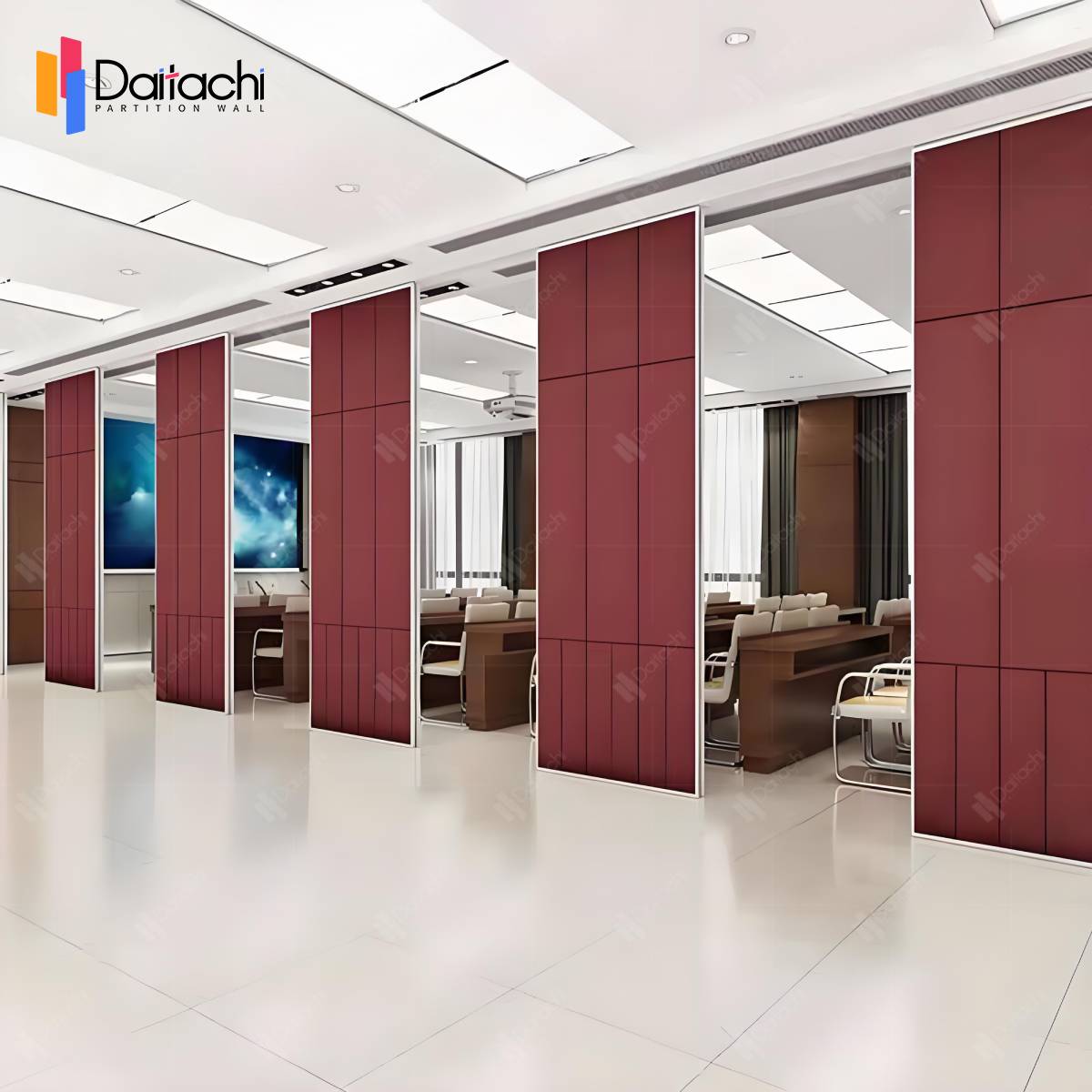 red ceiling track movable partition walls transform training rooms