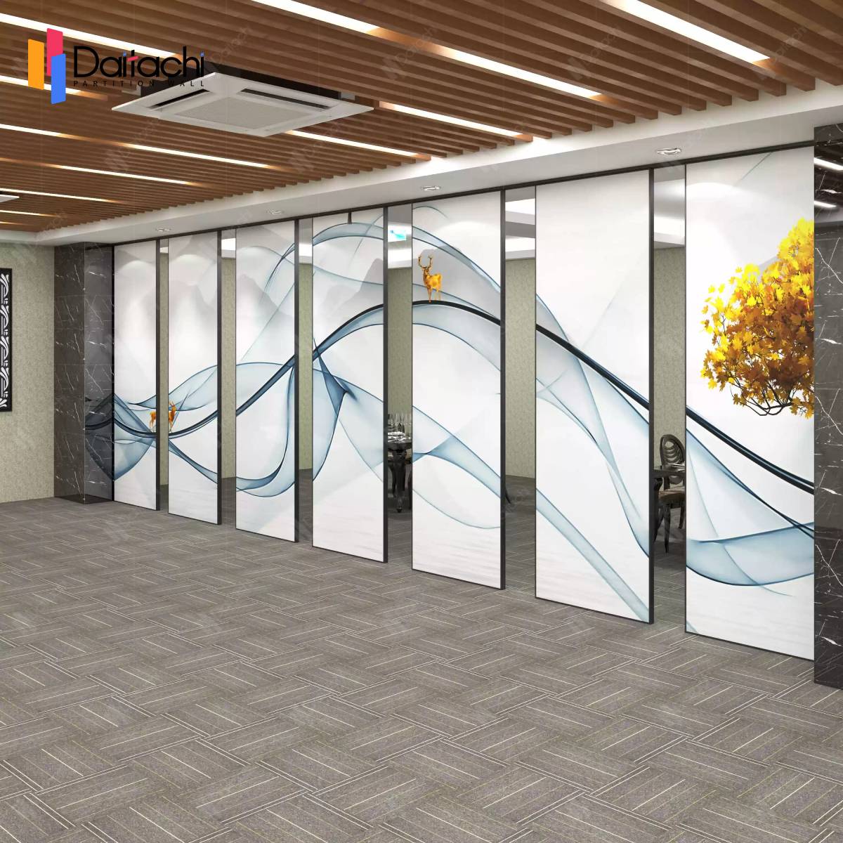 printed finishes sliding wall in hotel