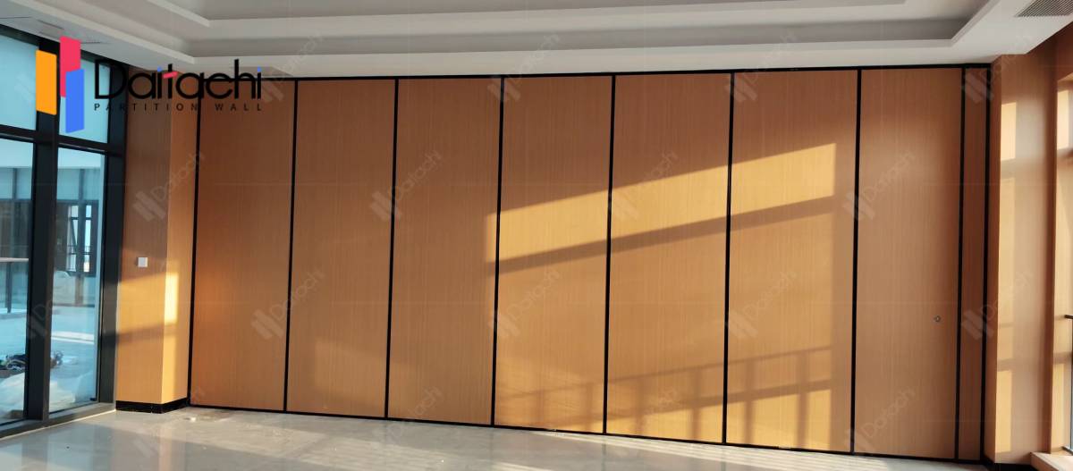 Wood veneer sliding partition walls