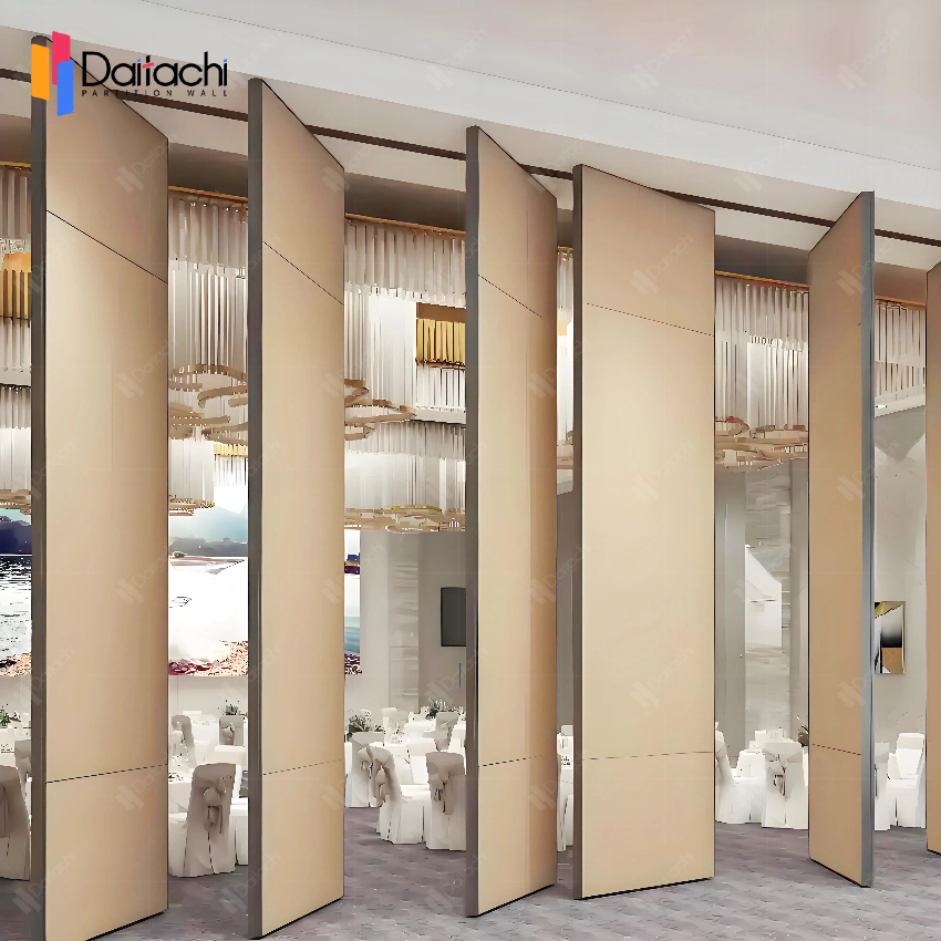 Super high light beige high-end movable partition wall in the restaurant