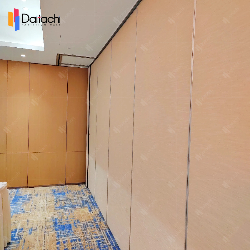 Light wood color manual movable partition wall
