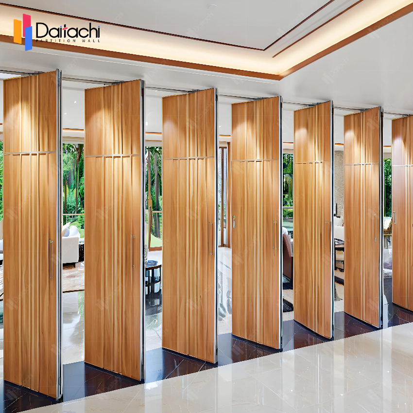 Light brown movable partition wall in the B&B