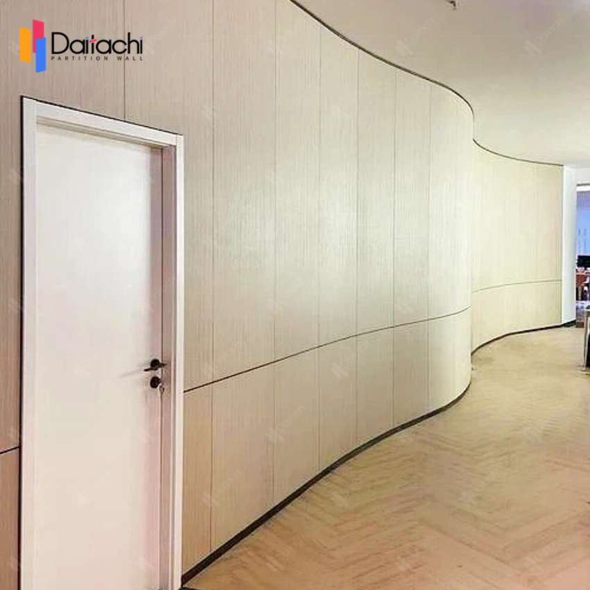 Corridor wave-shaped wood grain manually movable partition wall Corridor wave-shaped wood grain manually movable partition wall