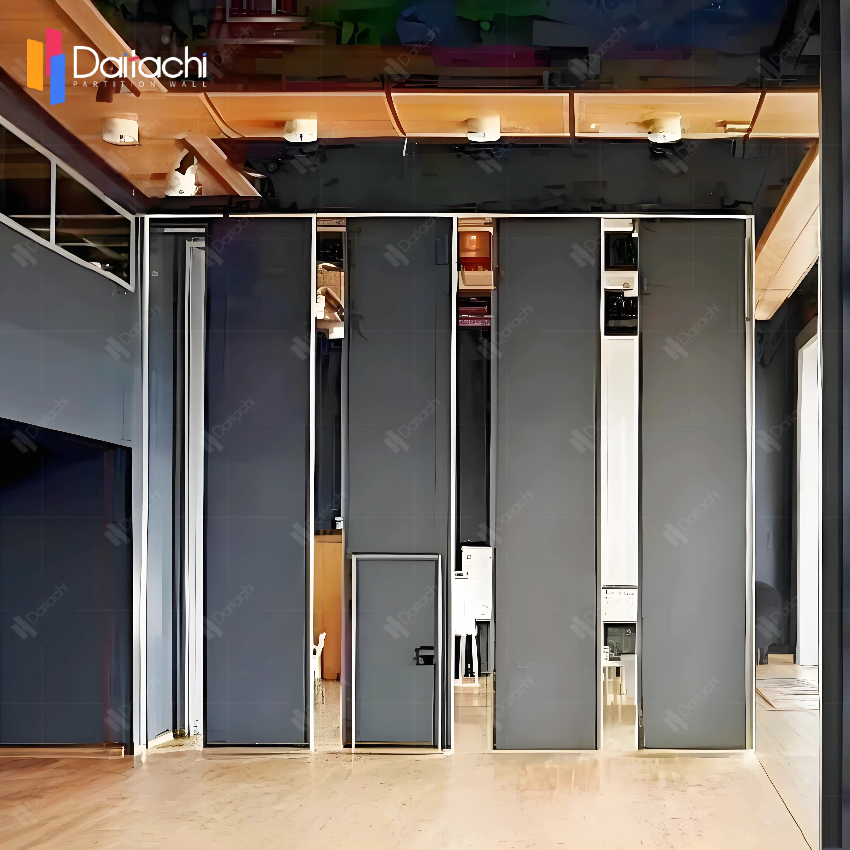 Dark gray artistic minimalist manual movable partition wall