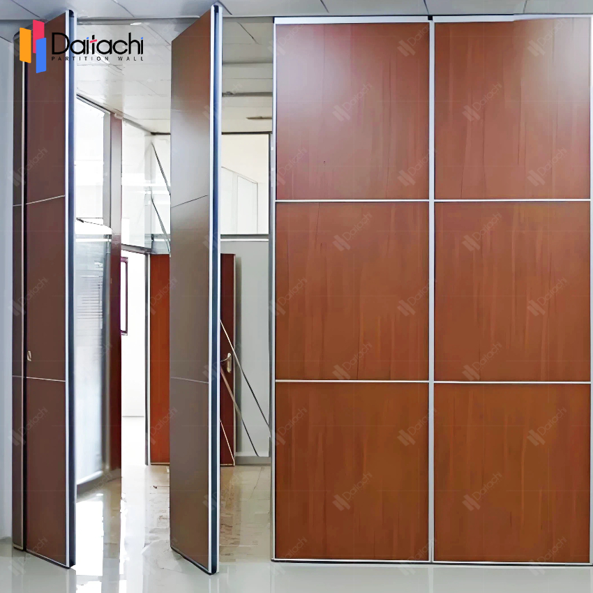 Reddish - brown manual movable partition wall