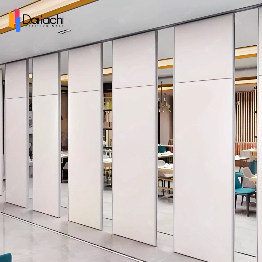 Simple, manually operated movable partition walls for hotels.