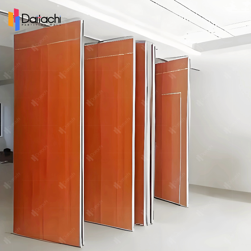 Reddish-brown manual movable partition wall