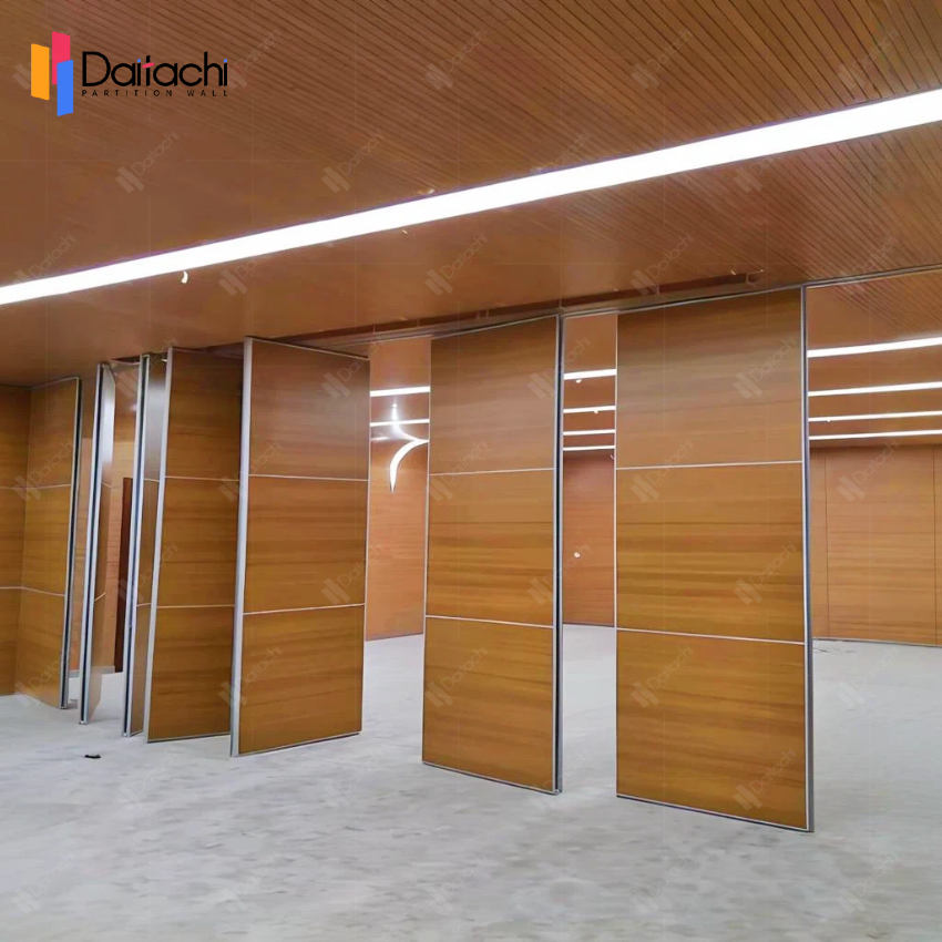 Reddish-brown minimalist manually movable partition wall